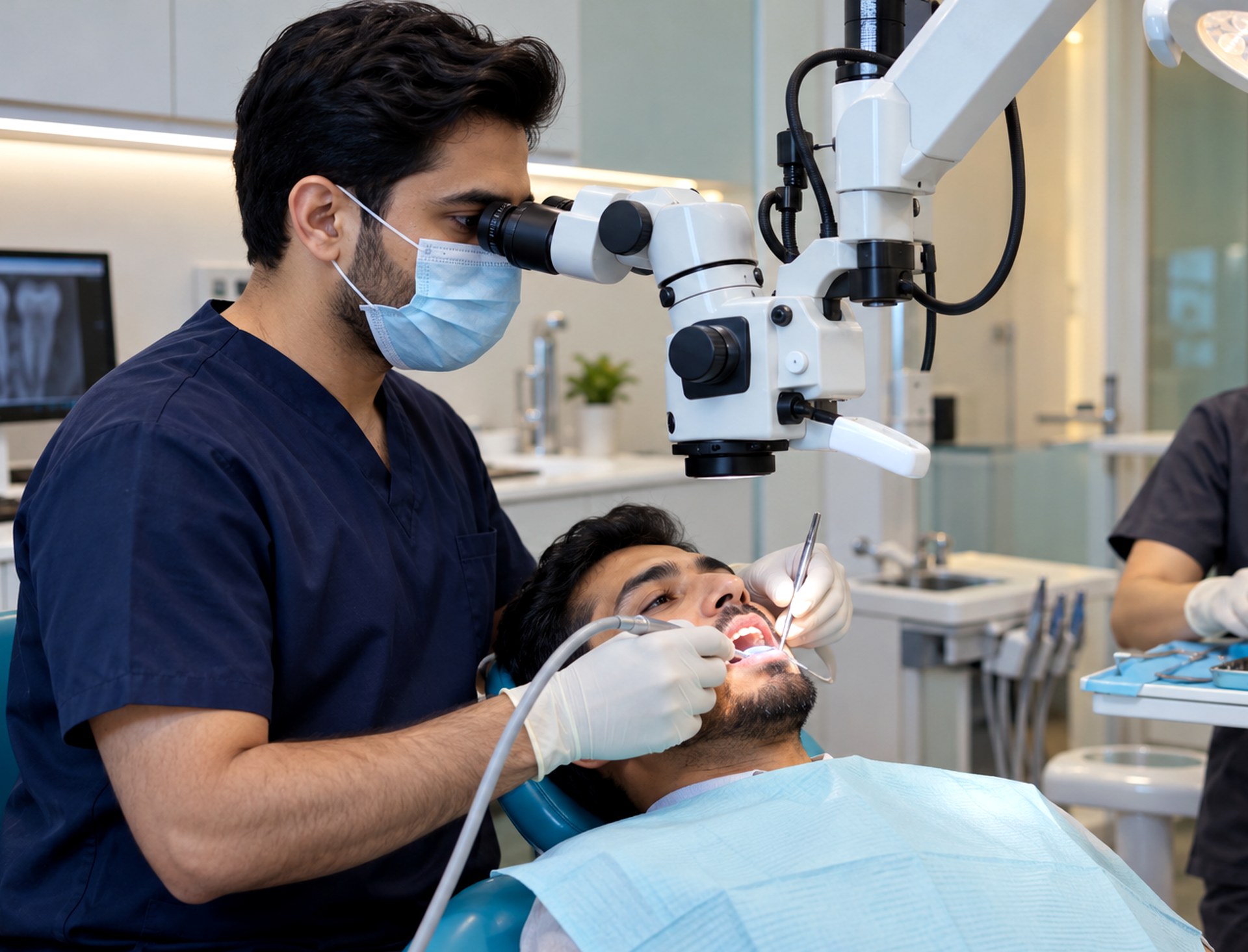 Root canal treatment under magnification in Karachi